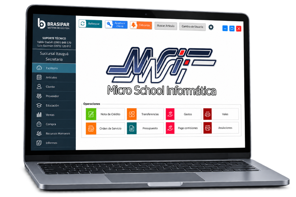 Pantalla del Sistema de Facturación Electrónica SIFEN y Punto de Venta Brasipar Paraguay